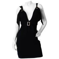 2009 Chanel Tief ausgeschnittenes schwarzes Minikleid