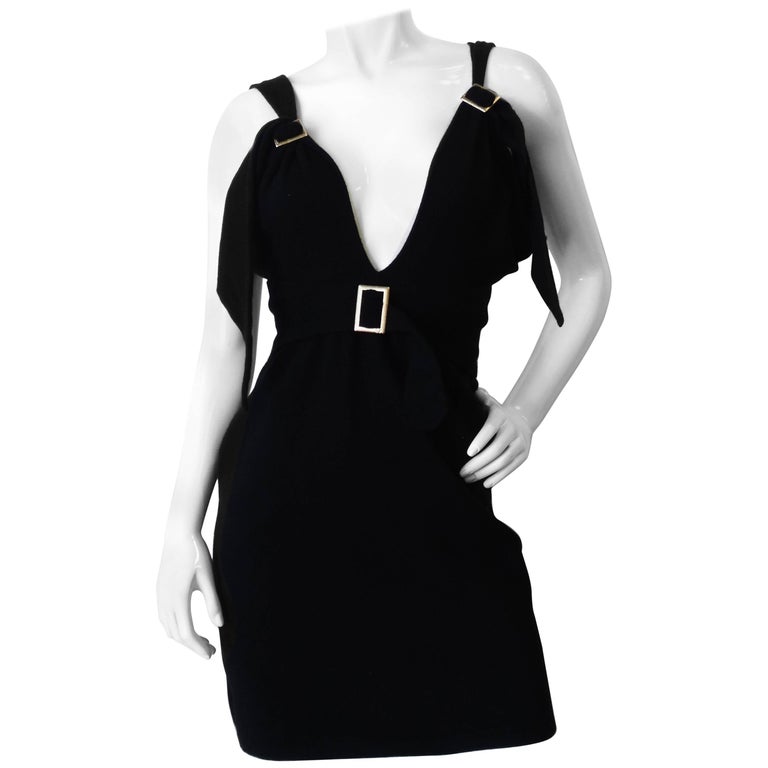 2009 Chanel Deep Plunge Black Mini Dress at 1stDibs | chanel black mini  dress