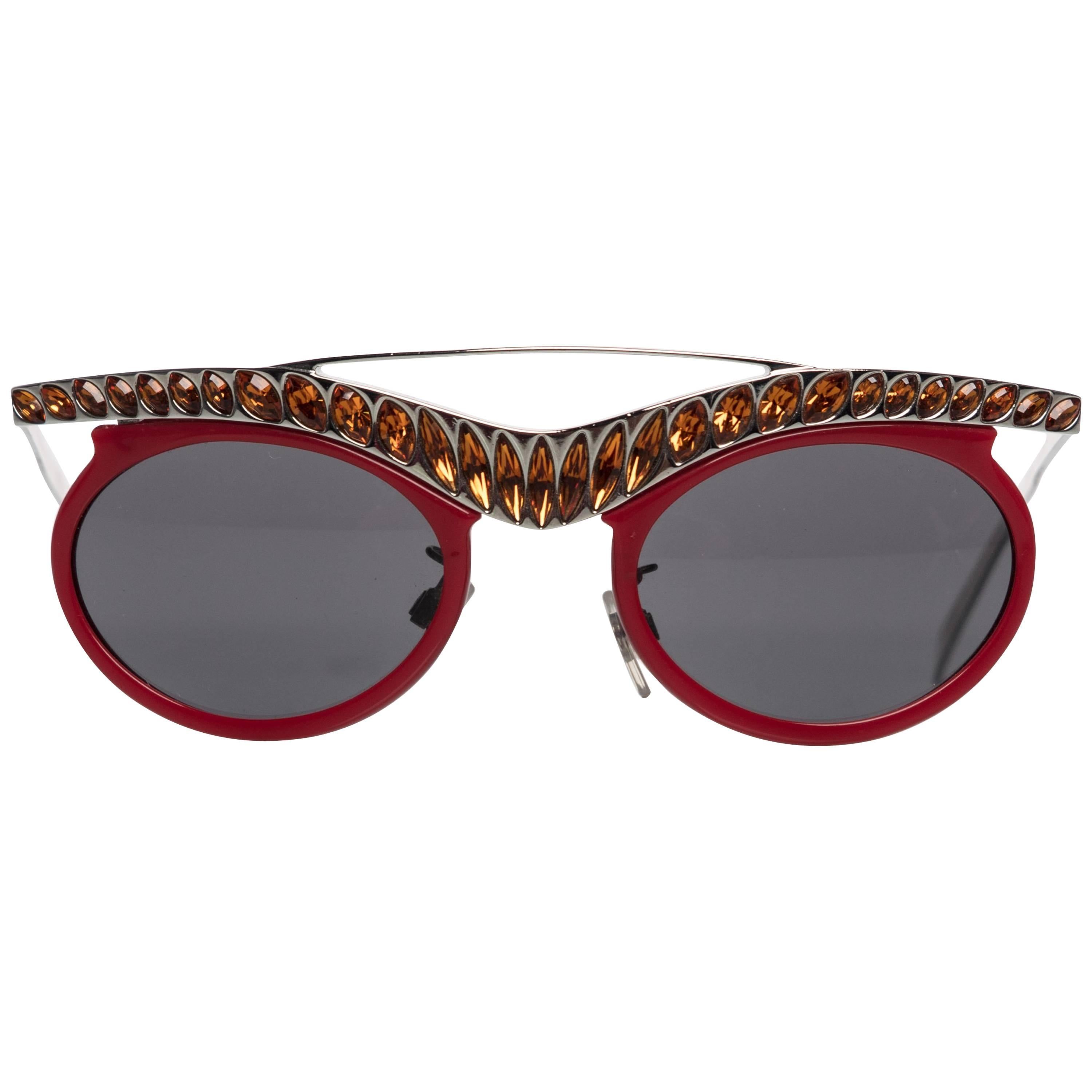Prada Runway Red Cat-Eye Amber Crystal Sunglasses, 2012 at 1stDibs | prada  sunglasses 2012, prada glasses frames 2012