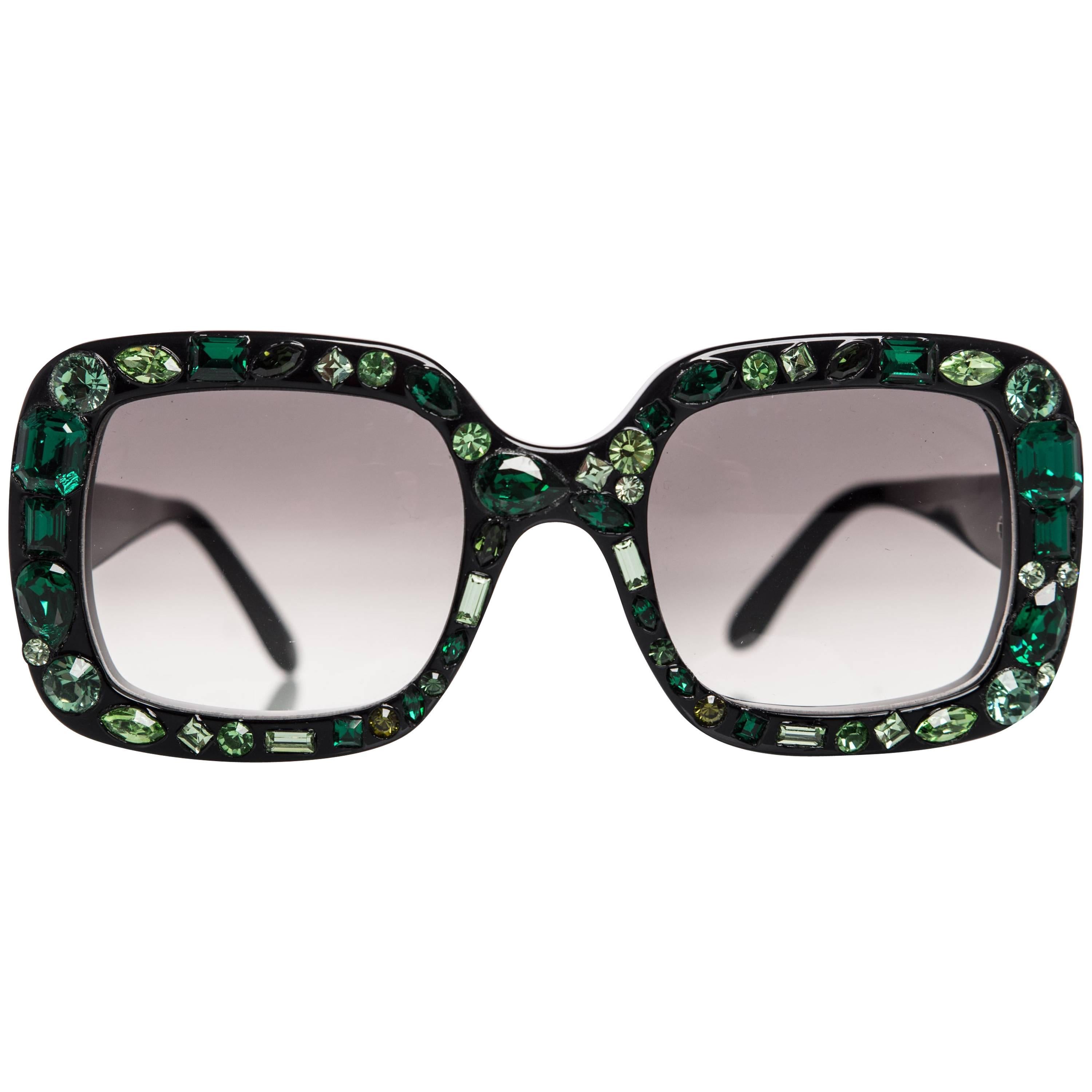 Lanvin Alber Elbaz Emerald Jeweled Sunglasses, 2009