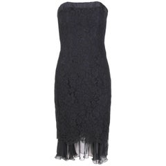 Vintage Chanel Black Lace Strapless Mini Cocktail Dress