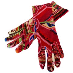 Christian LaCroix Printed Velvet Gloves 