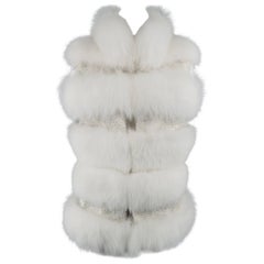 Dennis Basso Beaded White Fox Fur Vest 