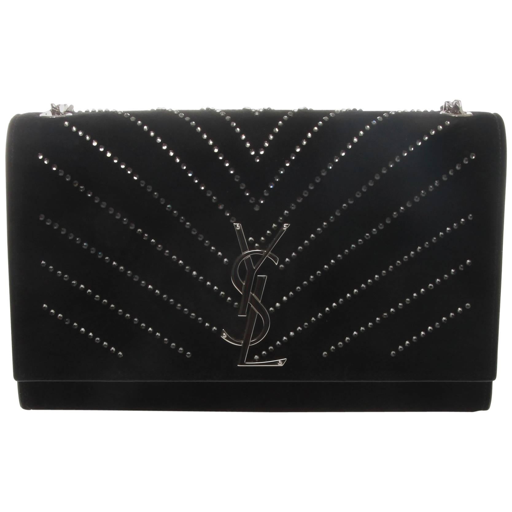 Saint Laurent YSL Black Embellished Classic Kate Crossbody Bag