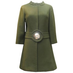 Pierre Cardin khaki green coat, 1960s