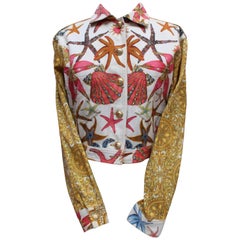 1990s Gianni Versace denim jacket with shell pattern