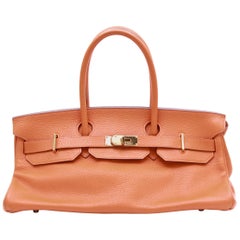 HERMES 'Shoulder' Bag in Orange Taurillon Clémence Leather