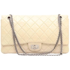 CHANEL 'Maxi Jumbo' Double Flap Bag in Aged Ivory Leather