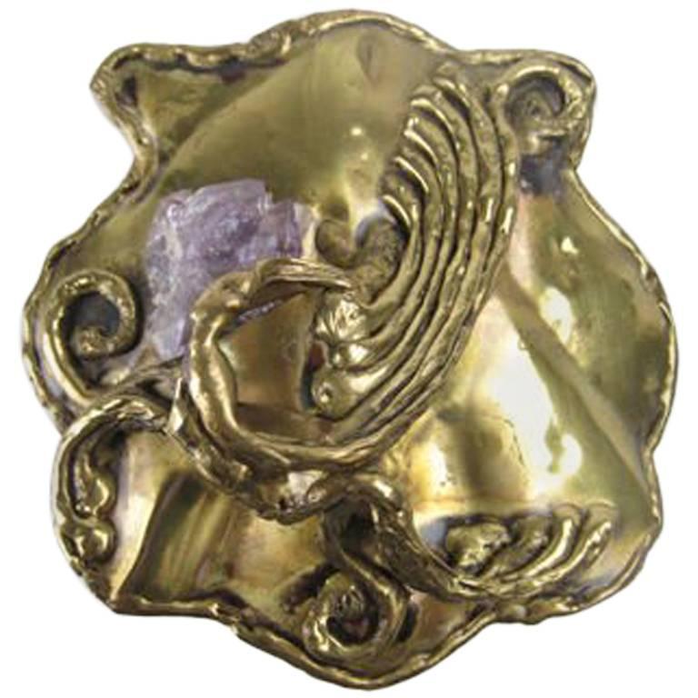 1970's Copa Collection Handmade Belt Buckle with Amethyst For Sale