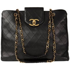 Chanel Black Quilted Lambskin Vintage Jumbo Supermodel Tote, 1990s  