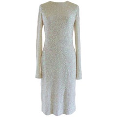 Lorry Newhouse Mid-Length Iridescent White Sequin Dress 