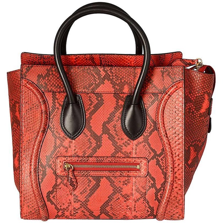 Céline Black and Red Luggage Handbag For Sale at 1stdibs