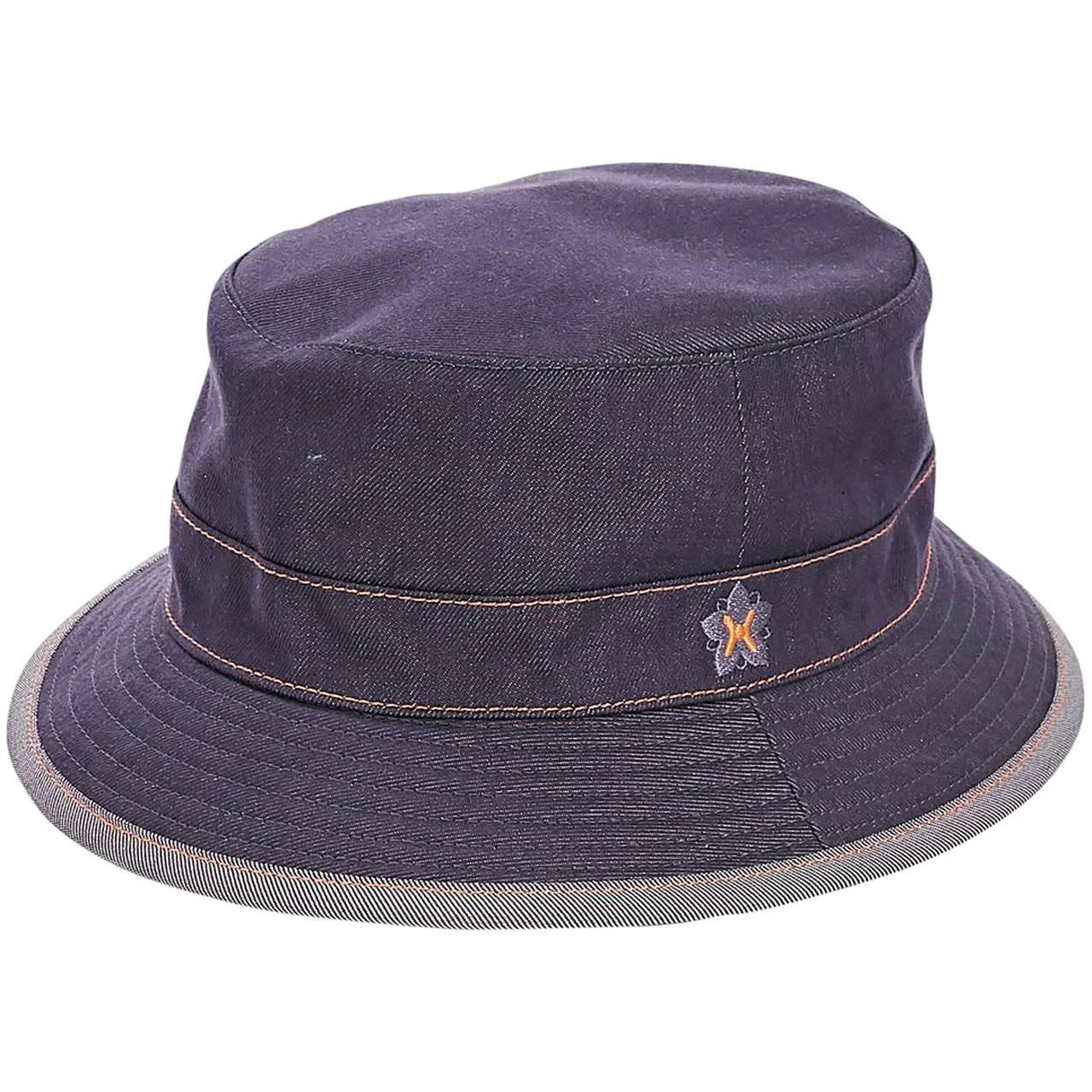 Blue Hermes Denim Bucket Hat
