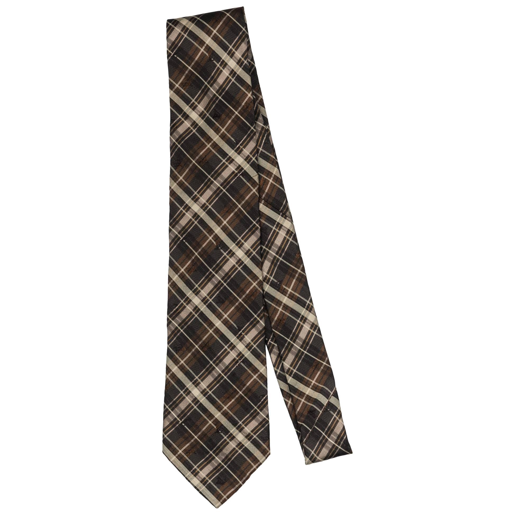 New Louis Vuitton Silk Brown Plaid Tie For Sale at 1stDibs