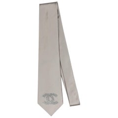 Chanel Silver CC Logo Silk Tie