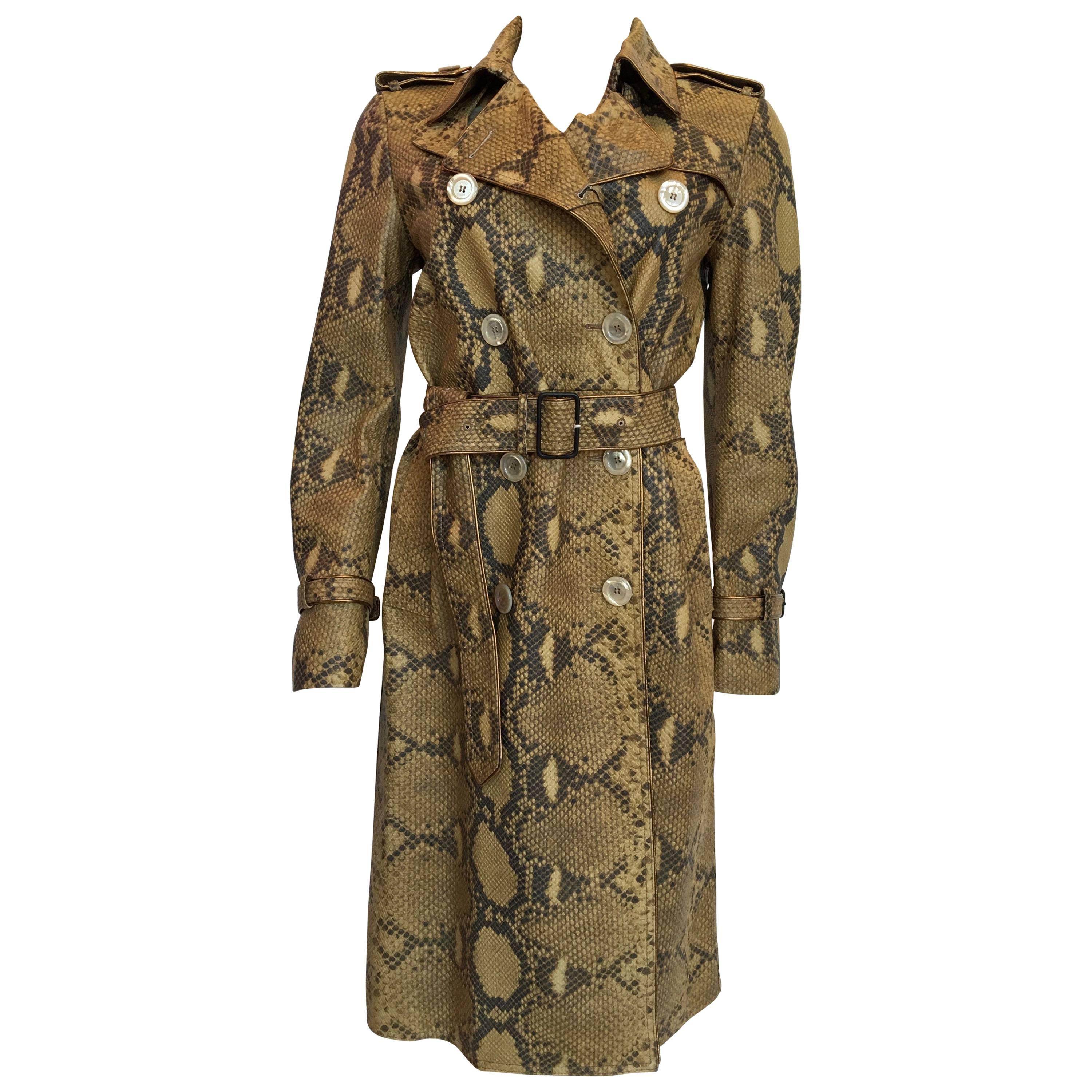 GUCCI Leather Snake Skin Print Trench
