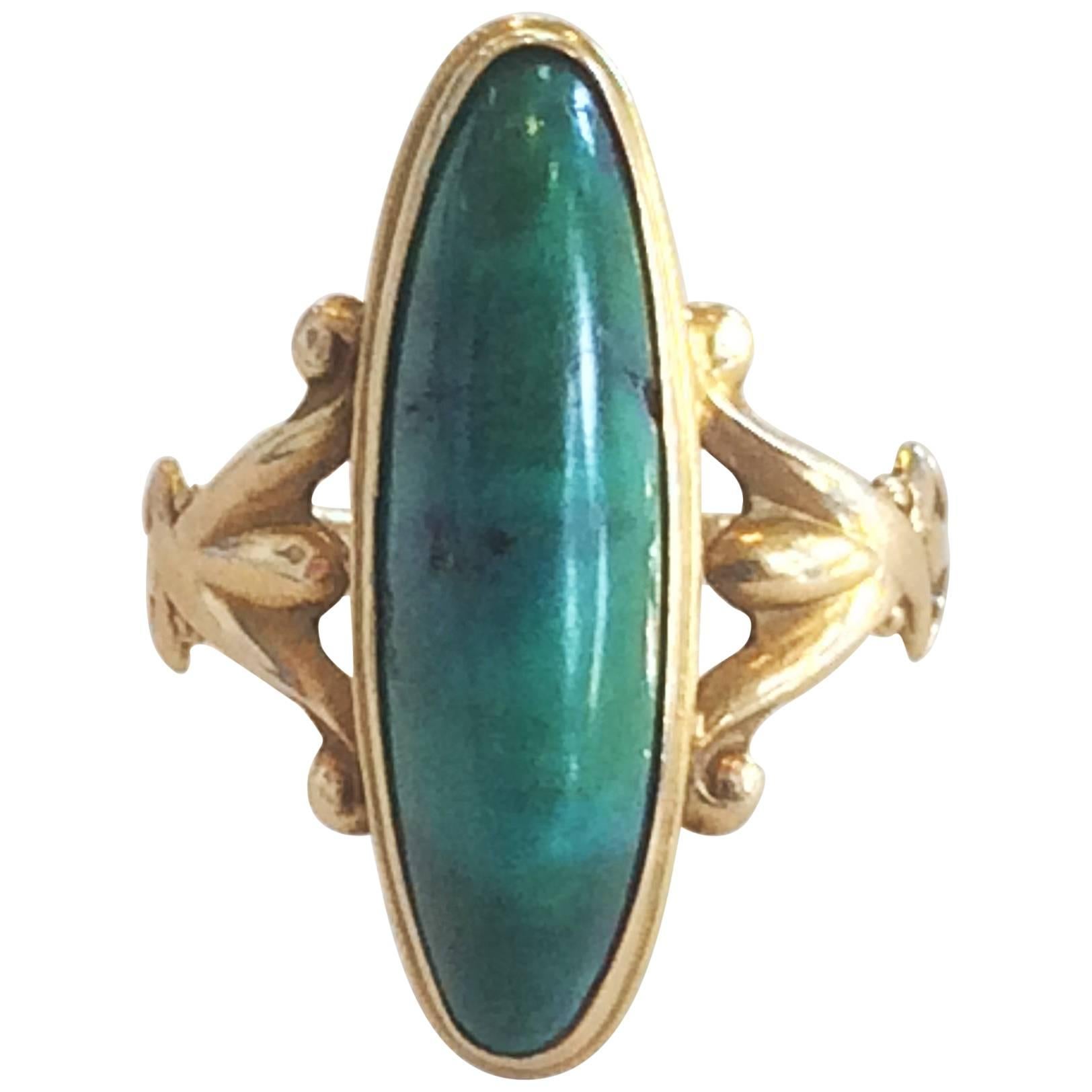 Art Deco Royston Turquoise and gold ring