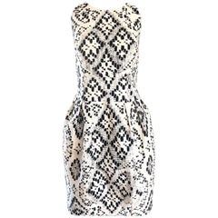 Giambattista Valli Size 10 12 Resort 2012 Black White Abstract Sleeveless Dress