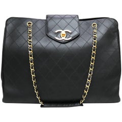 Chanel Lambskin Overnighter Weekender Shoulder Bag Vintage XL