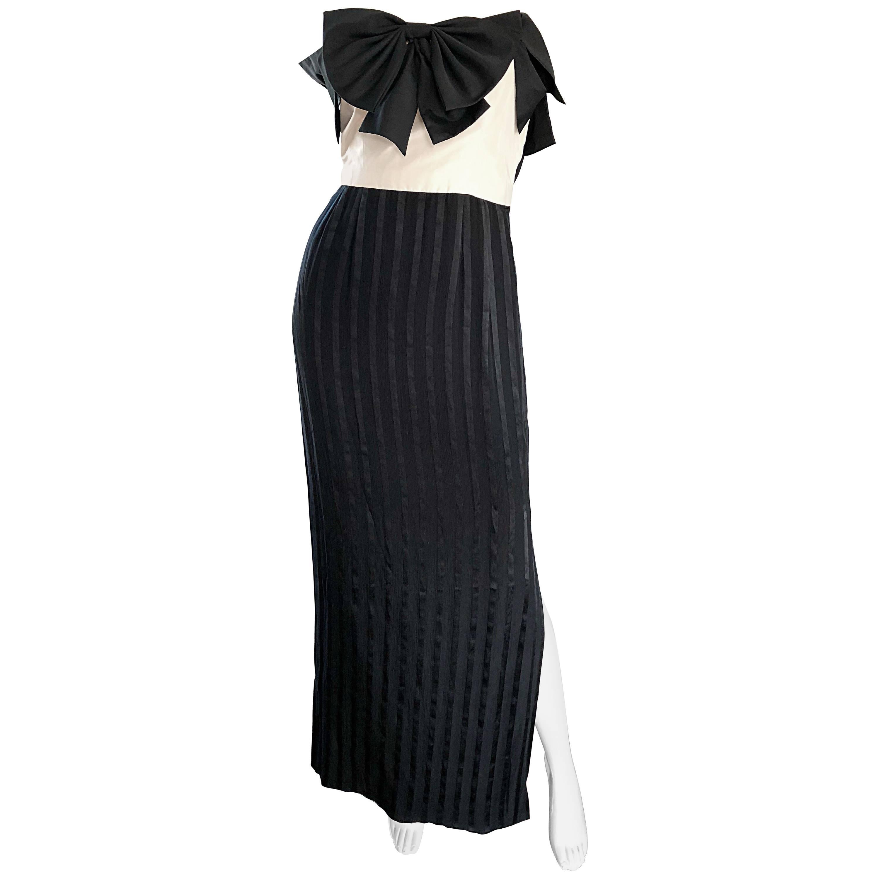 Amazing Vintage Jean Louis Couture Black and White Strapless Bow Gown