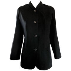 Bill Blass Vintage Size 14 Black Virgin Wool Chic Blazer Jacket
