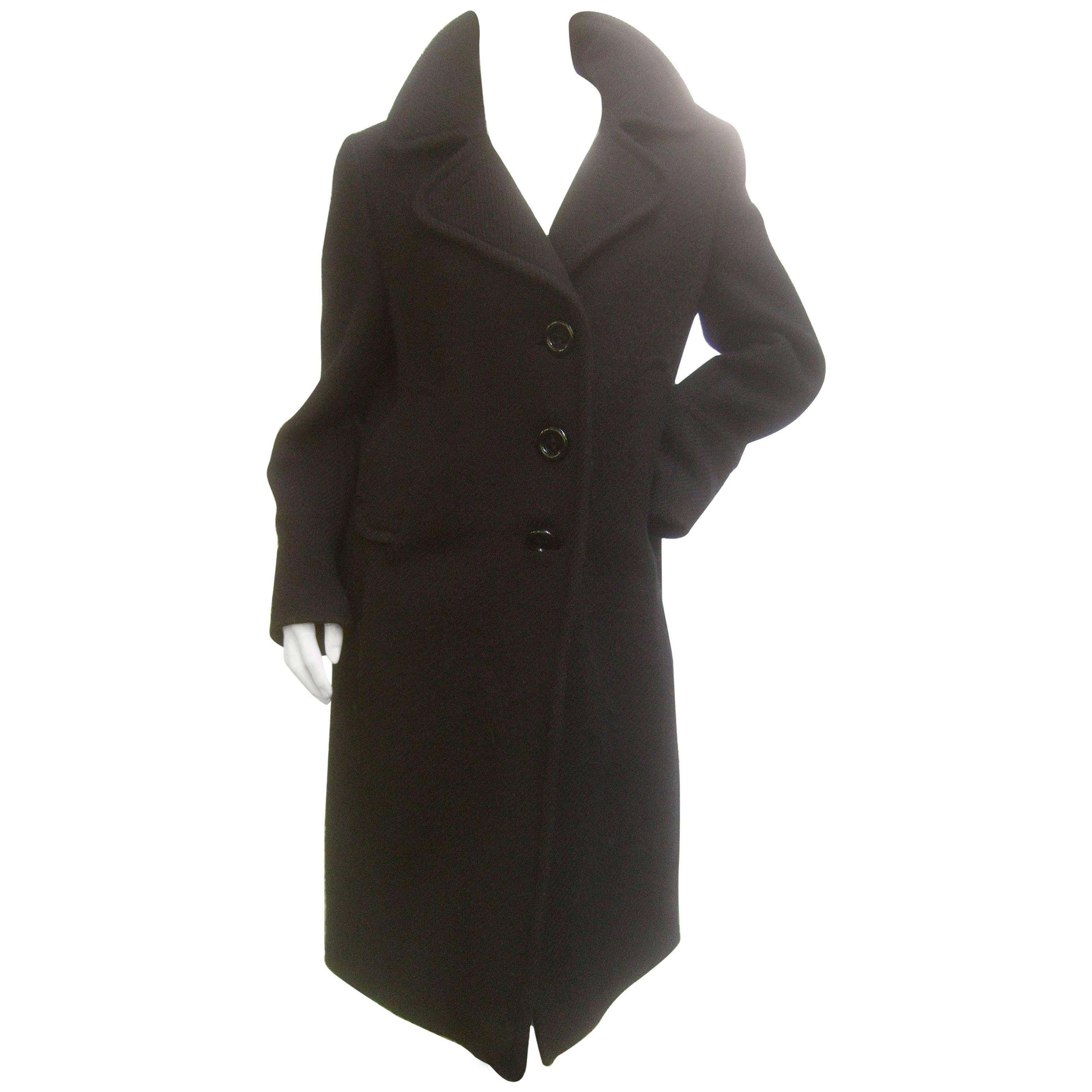 Akris Punto Black Wool Winter Coat US Size 10  