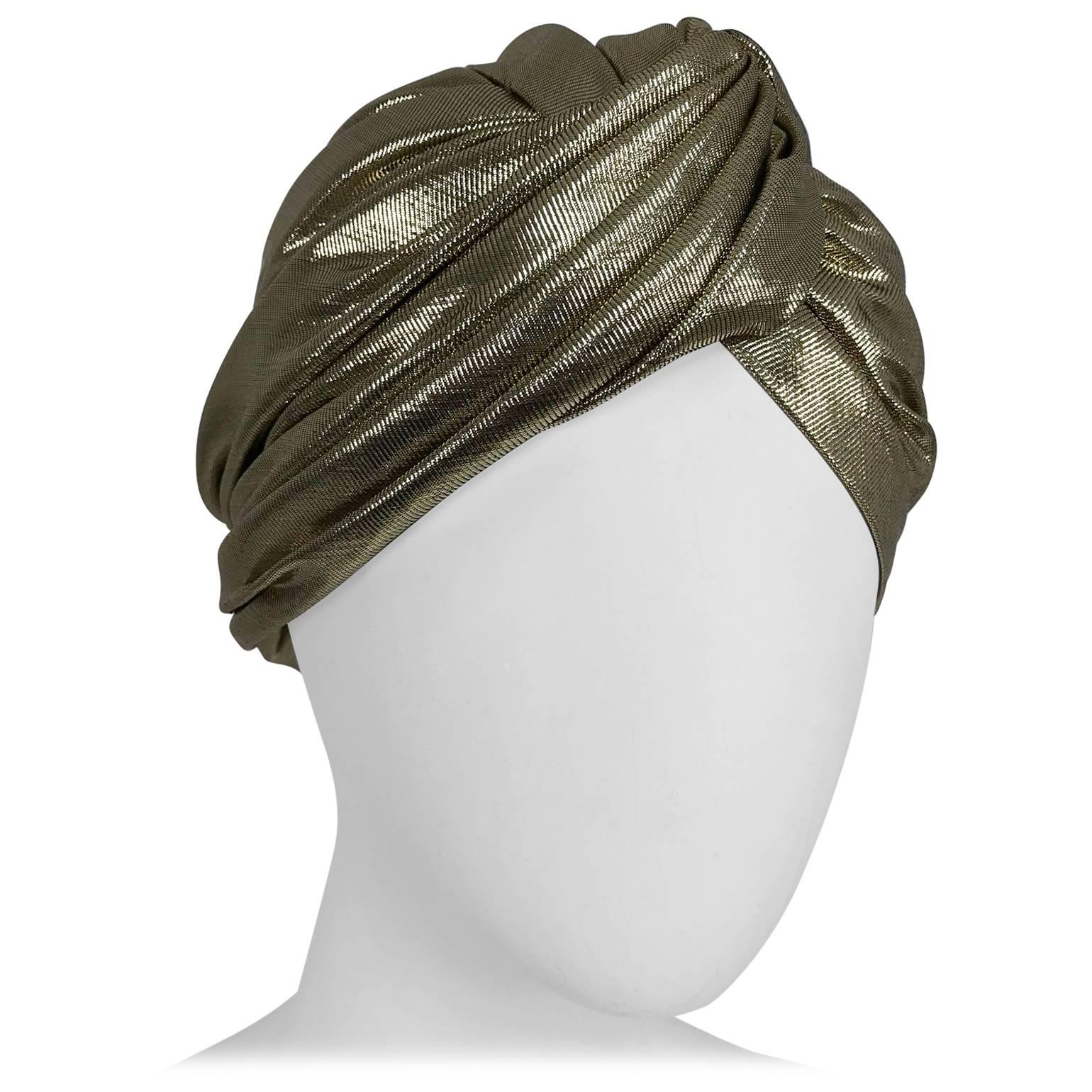 Frank Olive Private Collection Gold Lame Turban 1970s