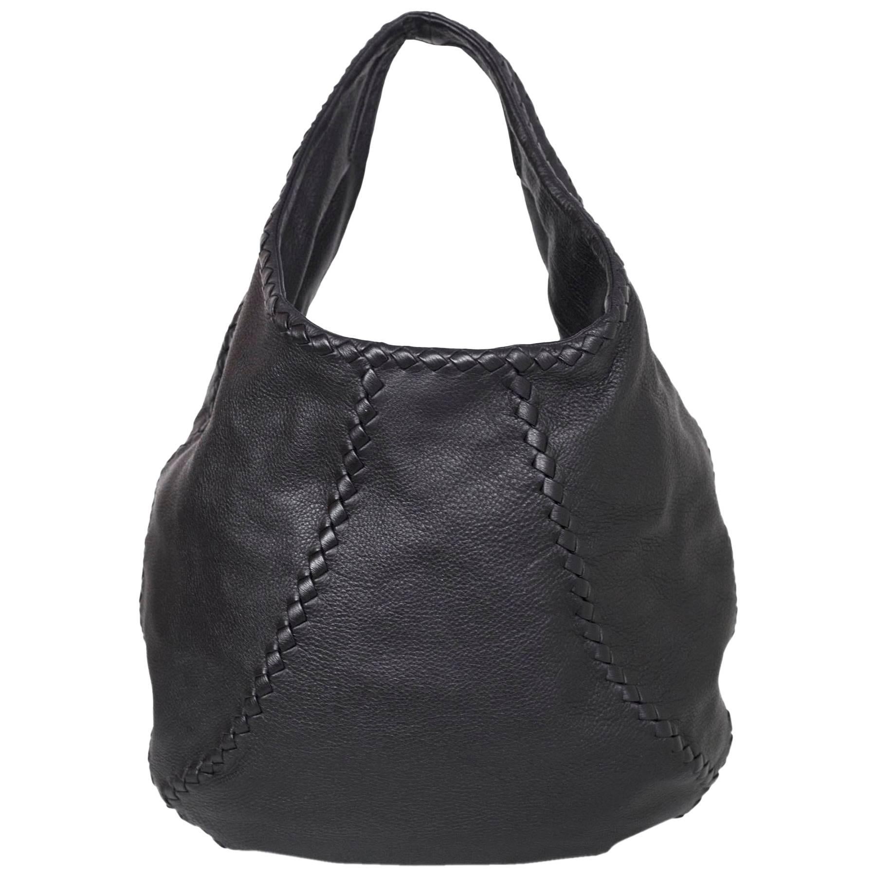 Bottega Veneta Black Deerskin Leather Large Cervo Hobo Bag rt. $1, 780