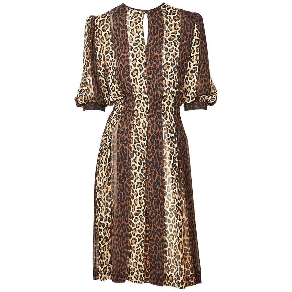 La Mendola Leopard Print Silk Georgette Dress at 1stDibs