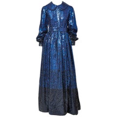 Donald Brooks Sapphire Blue Sequined Gown