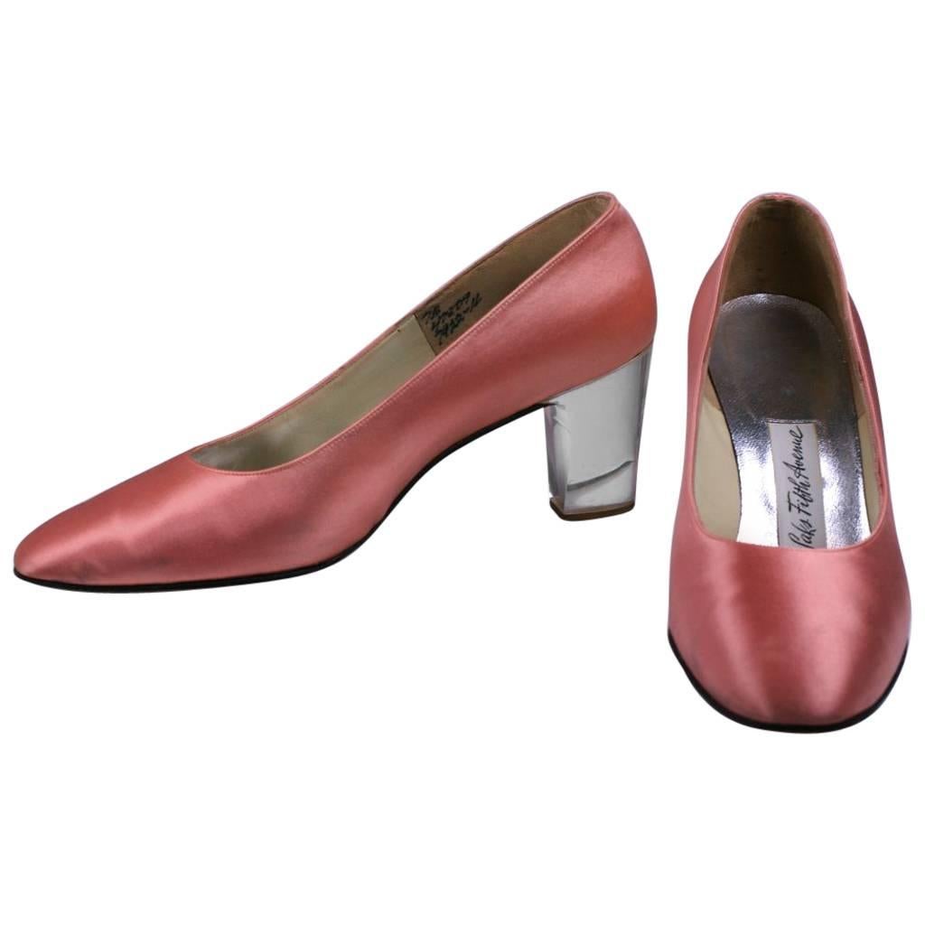 Beth's Bootery Lucite Heel Satin Pump For Sale
