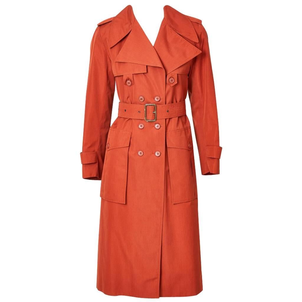 Yves Saint Laurent Rive Gauche Double Breasted Trench C. 1970's
