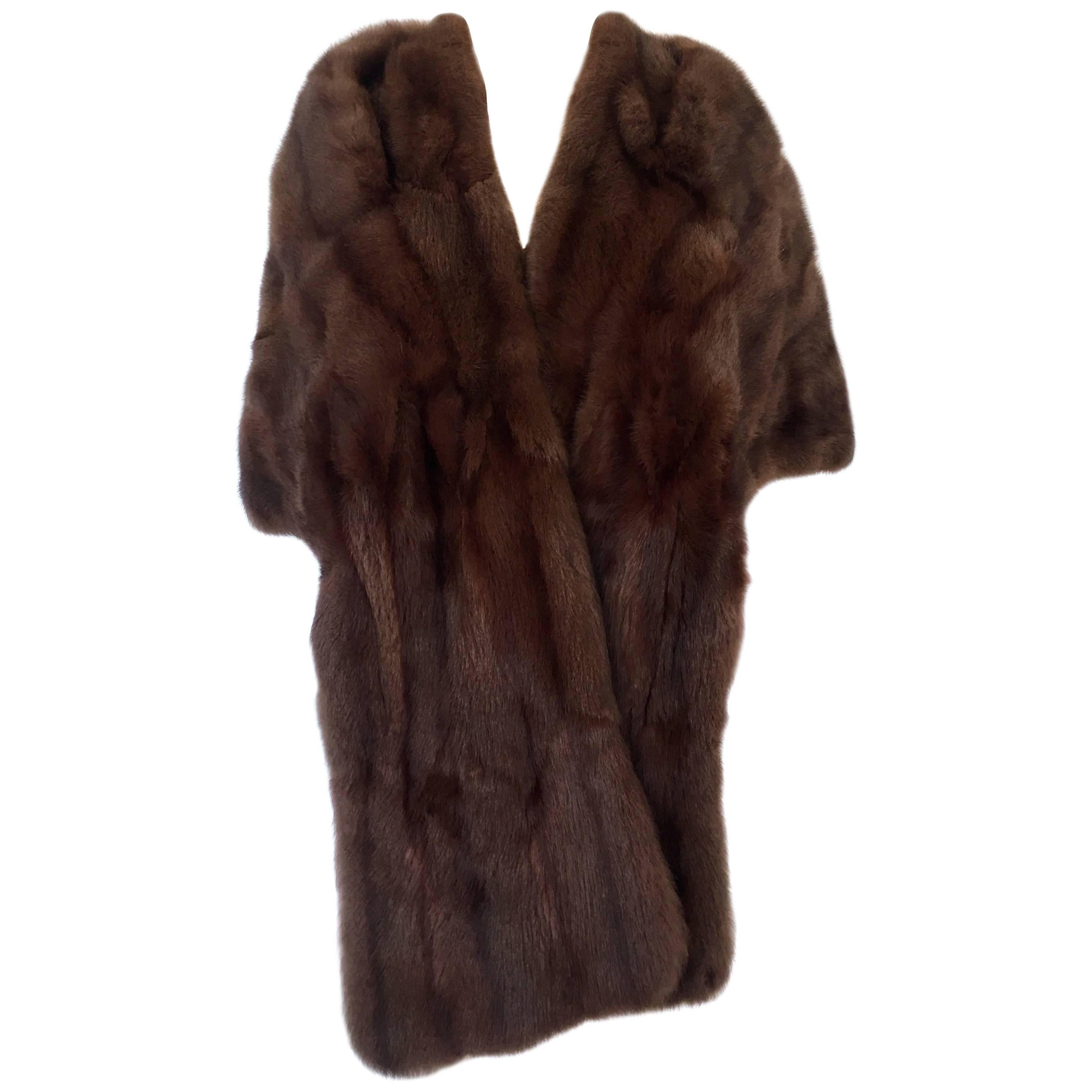 1960'S Chocolate Dyed Rabbit Fur Stole-Capelet