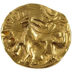 Yves Saint Laurent YSL Paris Signed Pin Brooch Pendant Lion Design