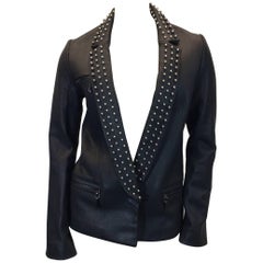 Thomas Wylde Leather Studded Black Blazer