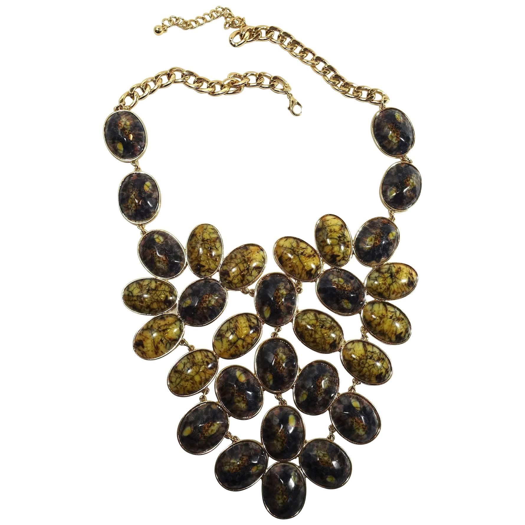 Dichotic Stone Huge Bib Necklace For Sale