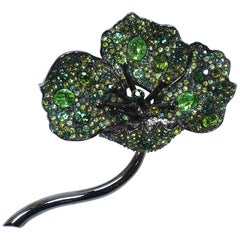 Kenneth Jay Lane Green Camellia Flower Brooch