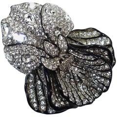 Kenneth Jay Lane Three Dimensional Rhinestone Floral Brooch