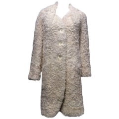 Christian Dior Ivory Curly Lamb Coat Sz38 (Us 6)