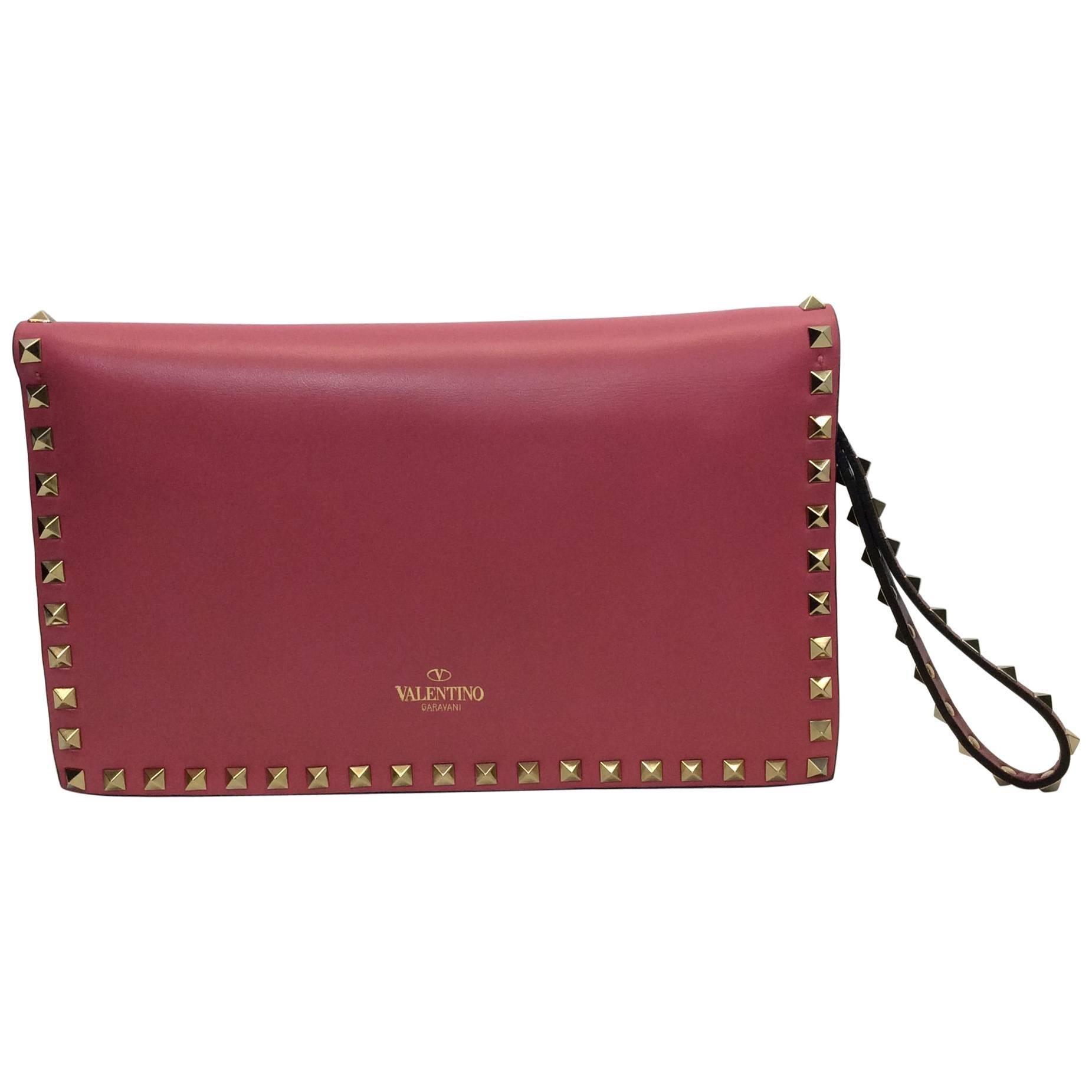Valentino Tricolor Rockstud Flap Clutch For Sale