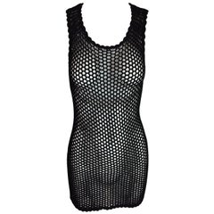 2001 Dolce & Gabbana Black Sheer Fishnet Mesh Mini Dress 40 XXS-M