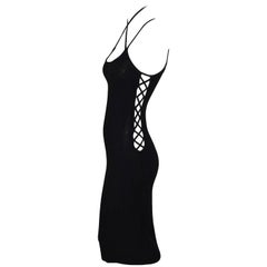 Dolce & Gabbana D&G Pin-Up Ties Cut Out Sides Black Wiggle Dress Circa 2001