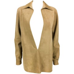Tunique en daim brun clair Hermès par Martin Margiela, 1998