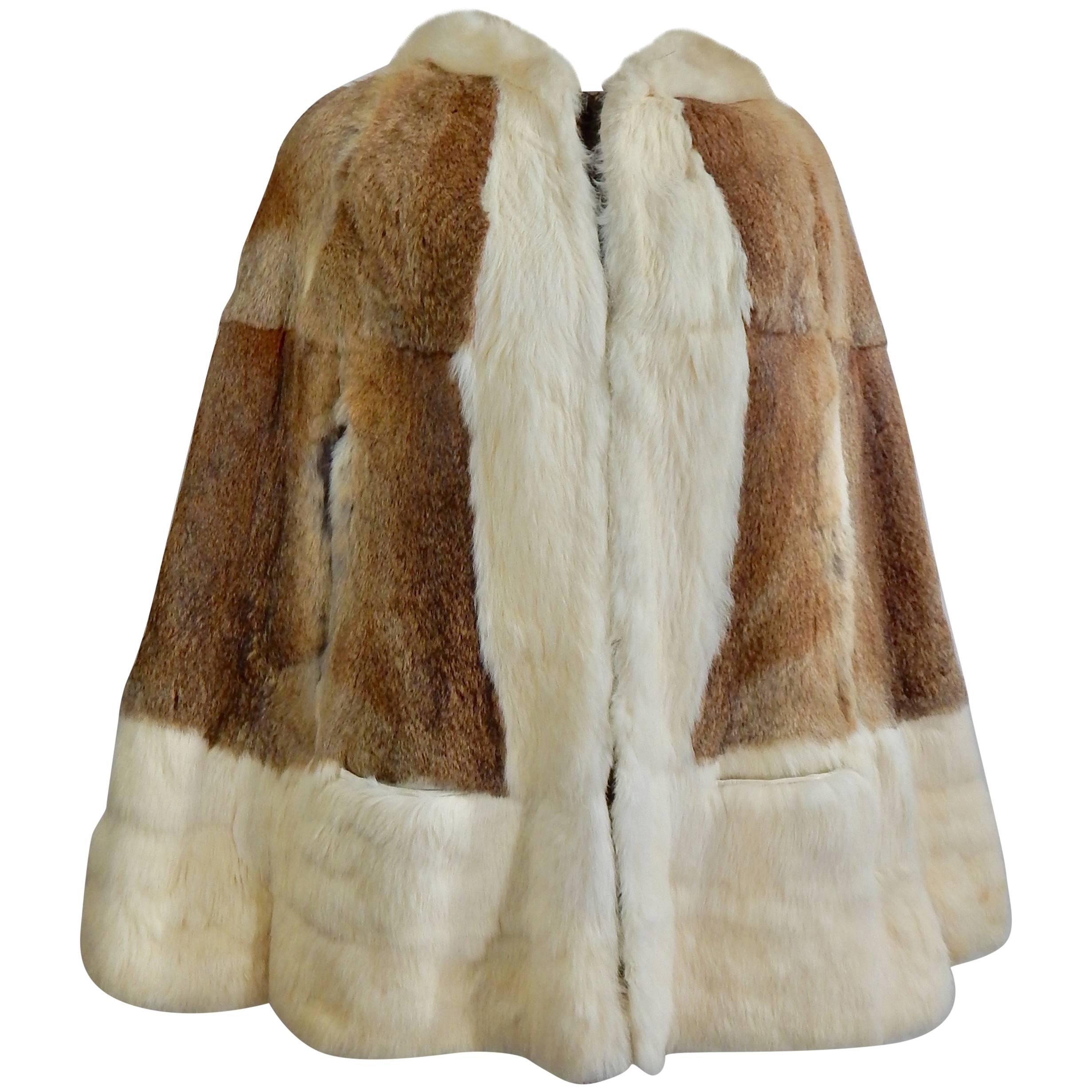 1960s Fur Hooded Cape 