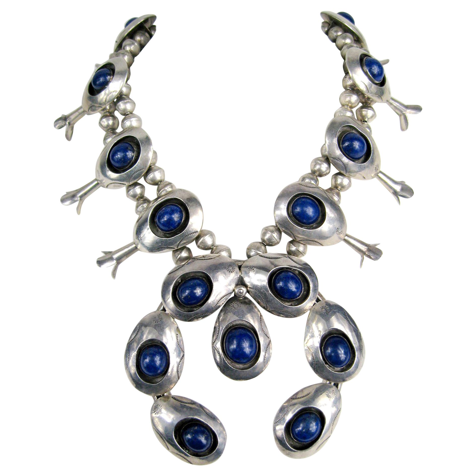 Lapis & Sterling Silver Necklace Navajo 