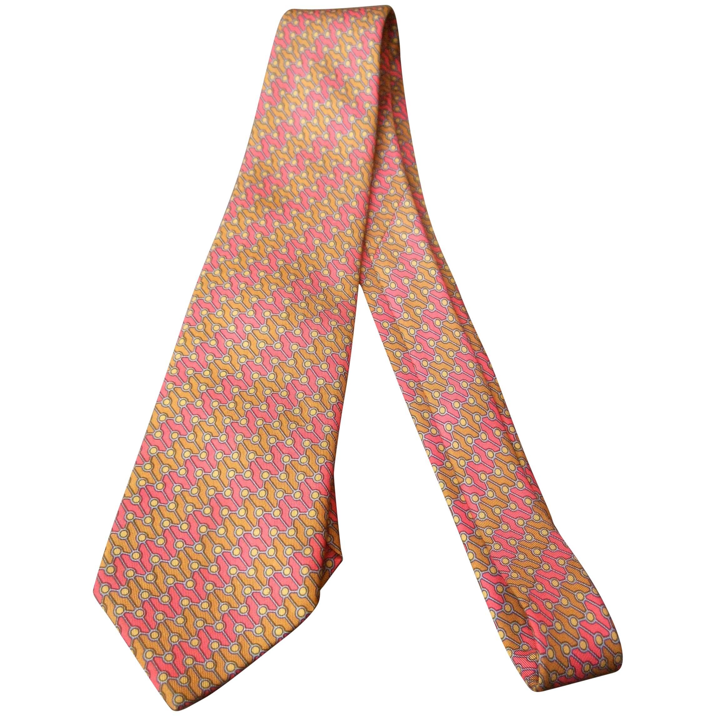 Hermes Paris Vintage Striped Men's Silk Necktie  