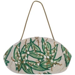 Vintage Beaded Evening Bag with Leaf Motif