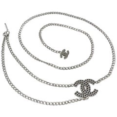 Chanel Silver Perforated CC Chain Belt