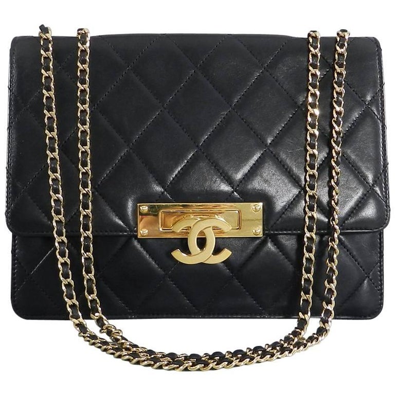 Chanel Cruise 2014 Black Lambskin Quilted Golden Class Medium Flap Bag