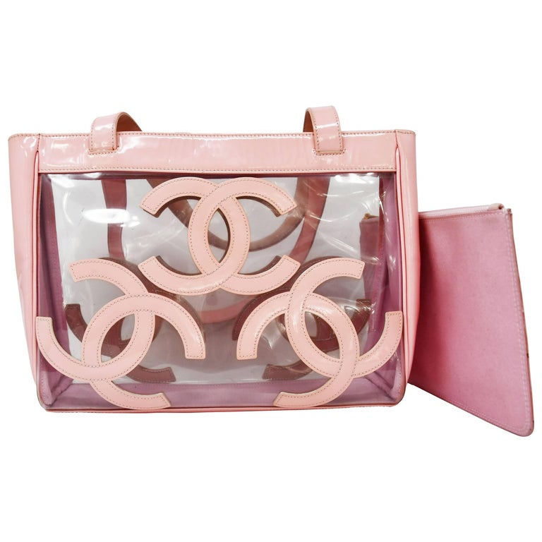 Gorgeous Chanel Pale Pink Patent Leather Cc Logo Clear Tote Gorgeous Chanel Pale Pink Patent Leather Cc Logo Clear Tote Bag For
